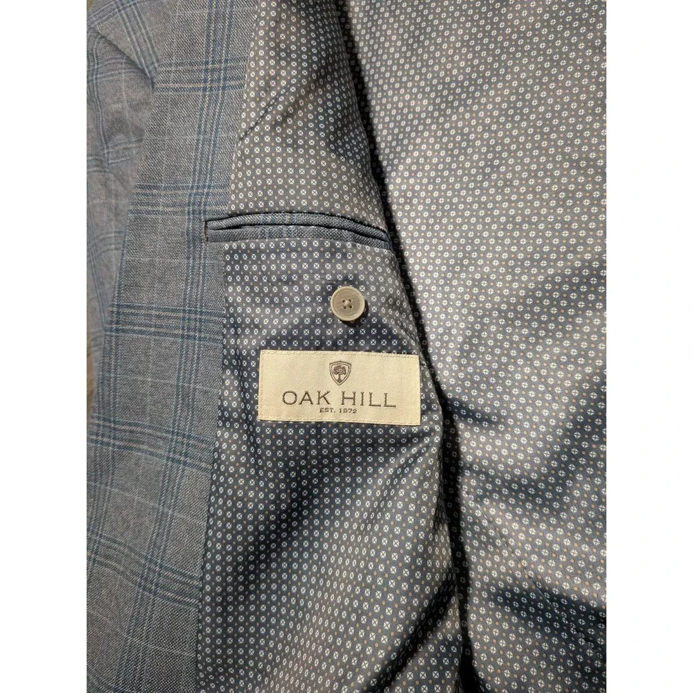 Oak Hill Men's Blue Tartan Plaid Sport Coat Suit Blazer Size 3XL‎ 54/56